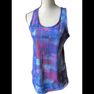 👚🦋Women’s Somasport Tank Top Large Blue Pink EUC